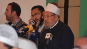 الشيخ يوسف القرضاوي أثناء إلقاء كلمته