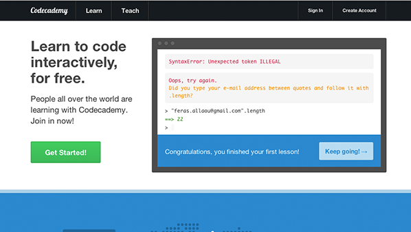 موقع لتعليم تقنيات ولغات برمجة مواقع الإنترنت مجاناً 1 HowToCodeAcademy