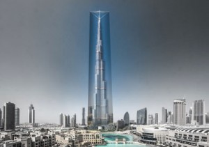 برج خليفة بمادة نسيجية شفافة