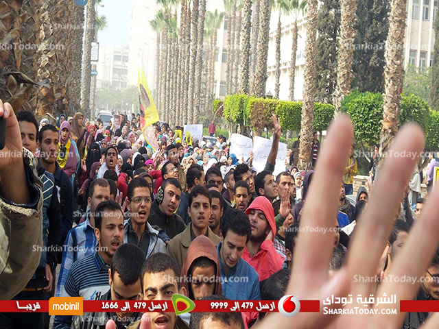 بالصور ...انتظام الدراسة بجامعة الزقازيق ومسيرة للإخوان داخل الحرم الجامعي 2 1
