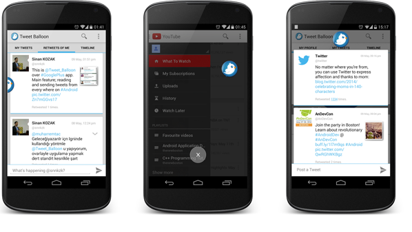 إضافة تويتر إلى أي تطبيق في آندرويد 1 HowToTweetBalloonDroid