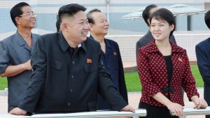 North Korean leader Kim Jong-Un and his wife, who was named by the state broadcaster as Ri Sol-ju, visit the Rungna People's Pleasure Ground, in Pyongyang