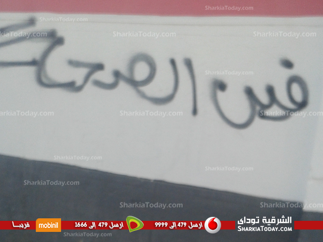 بالصور .. مجهولون يشوهون جدران مستشفى أبوحماد بكتابة عبارات 3 3.