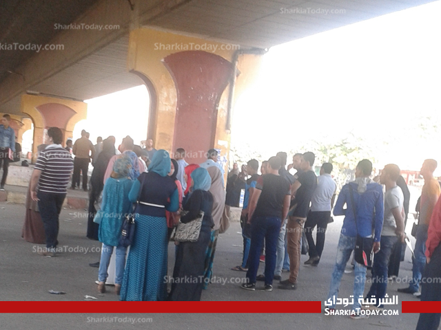 بالصور .. إزدحام شديد للطلاب أسفل كوبرى الزراعة بالزقازيق لعدم توافر المواصلات للجامعة 1 زحام-3