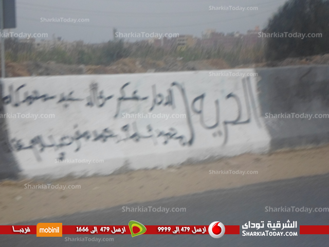 مجهولون يشوهون الفواصل الخرسانية بطريق «أبوحماد - الزقازيق» 1 2