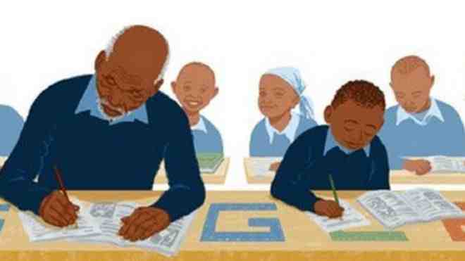 جوجل يكرم أكبر تلميذ سنا في كينيا بوضع صورته على الصفحة الرئيسية 1 150112141028_google_doodle_640x360_bbc_nocredit