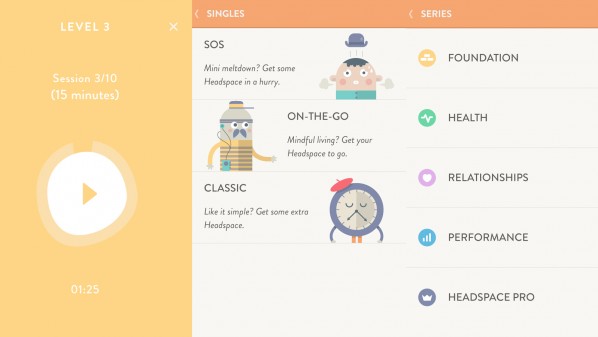 7 تطبيقات لمساعدة المُستخدم على ترتيب الأفكار والاسترخاء 1 HeadSpaceDroid-598x337