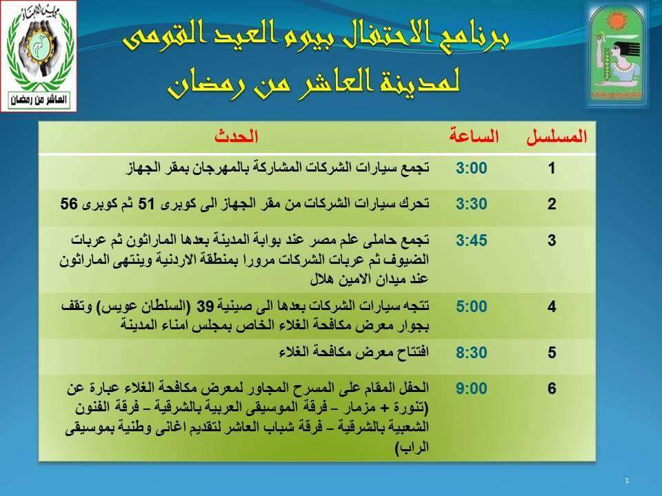 اليوم الاحتفال الــ 38 بالعيد القومى لمدينة العاشر من رمضان 2 11666151_962483627136309_5780739626733284355_n