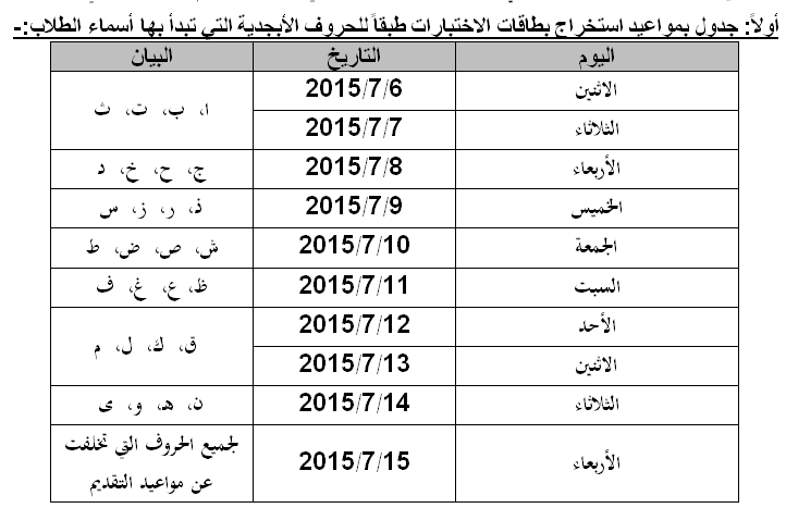 مواعيد وأماكن اختبارات القدرات لطلاب الثانوية العامة 2 7201511733119211