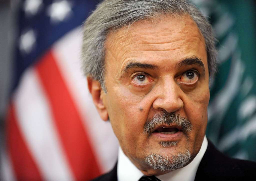 Saudi Foreign Minister Prince Saud al-Faisal speaks to the press with US Secretary of State Hillary Clinton (not pictured) at the State Department on July 31, 2009 in Washington.    AFP PHOTO/Tim Sloan