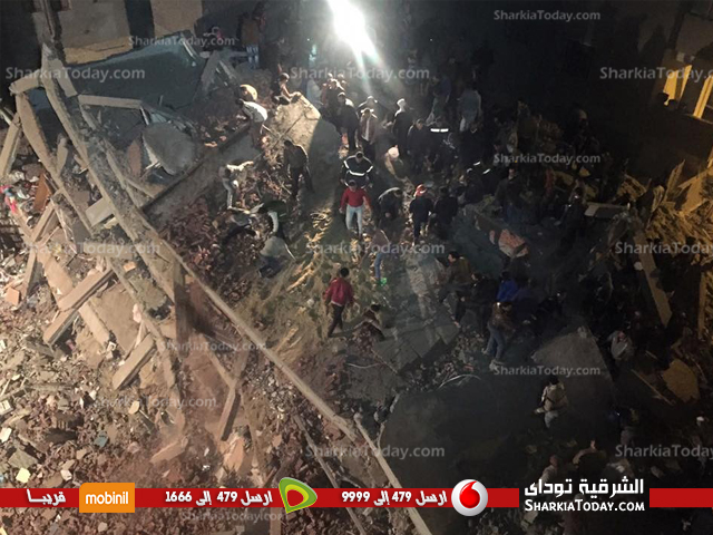 التفاصيل الكاملة لحادث انهيار عقار منيا القمح 8 رفع الانقاد (2)