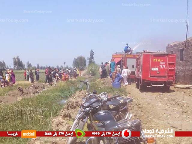 حريق هائل بشونة قش بمركز أولاد صقر‏ (1)