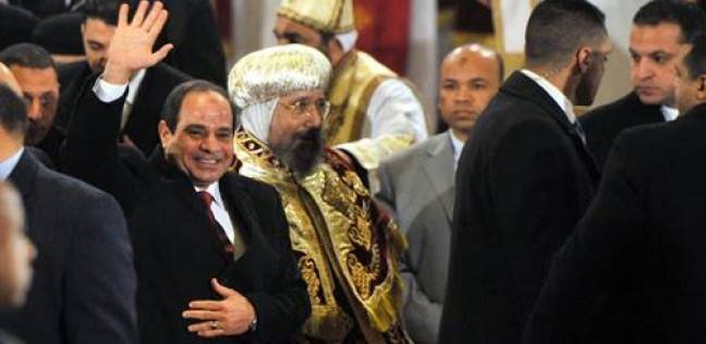 السيسي من الكاتدرائية بدعي ربنا وأنا في بيت من بيوته يغنينا بفضله