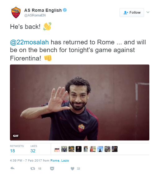 محمد صلاح في قائمة روما لمباراة فيرونتينا اليوم 2 محمد صلاح