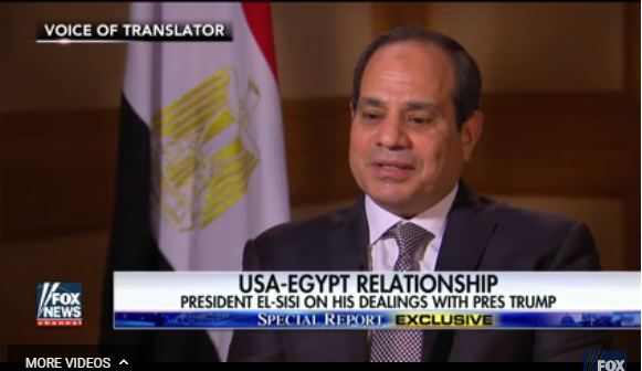 كلمة إنجليزية واحدة رددها السيسي مرتين خلال حواره لفوكس نيوز