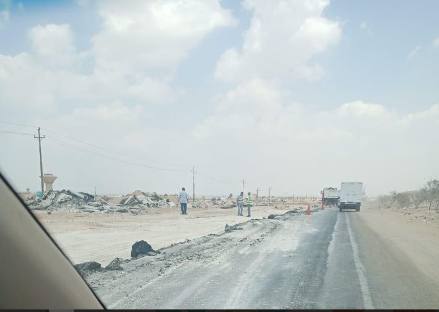 طريق بلبيس الصحراوي بعد إزالة الأسفلت