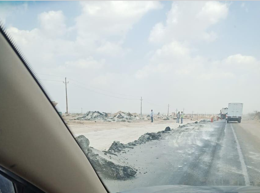 طريق بلبيس الصحراوي بعد إزالة الأسفلت