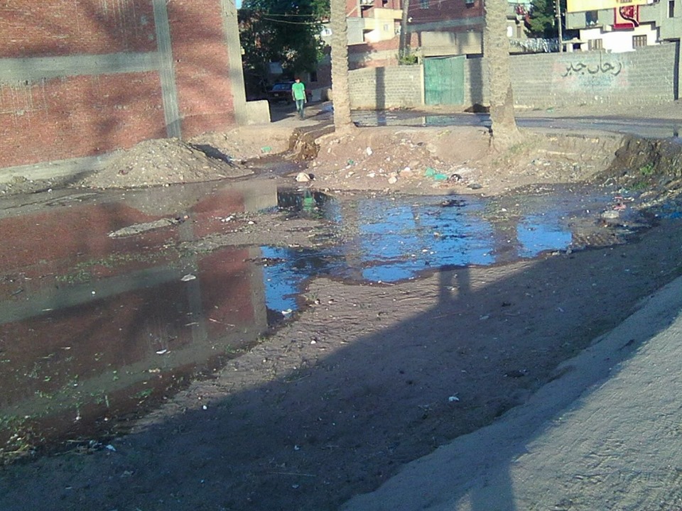 شوارع قرية الطويلة بفاقوس تغرق في مياه الصرف الصحي 