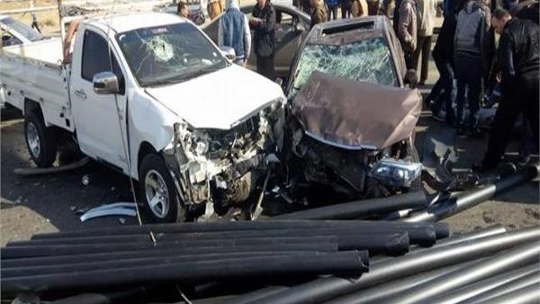 حادث تصادم سيارتين بمنيا القمح