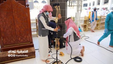تجهيز منبر خطيب الجمعة في المسجد الحرام