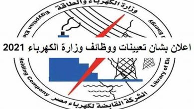 وظائف وزارة الكهرباء 2021