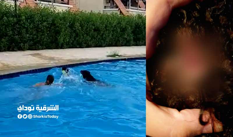 كلب شرس يهاجم طفل في حمام سباحة