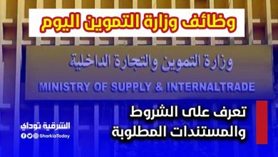 وظائف وزارة التموين اليوم