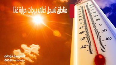 مناطق تسجل أعلى درجات حرارة غدًا