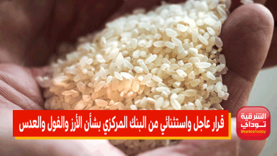 قرار عاجل واستثنائي من البنك المركزي بشأن الأرز والفول والعدس