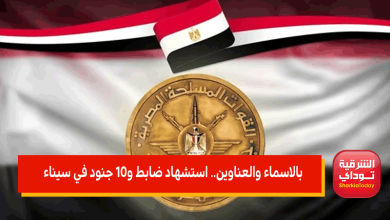استشهاد ضابط و10 جنود في سيناء