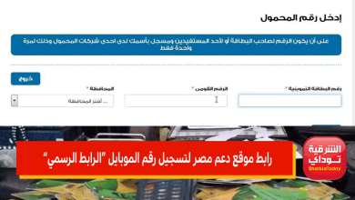 رابط موقع دعم مصر لتسجيل رقم الموبايل
