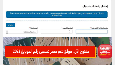 موقع دعم مصر تسجيل رقم الموبايل 2022