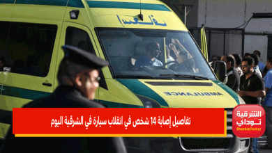 تفاصيل إصابة 14 شخص في انقلاب سيارة