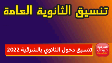 تنسيق الثانوية العامة محافظة الشرقية 2022