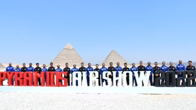 انطلاق فعاليات العرض الجوى المصرى الكورى الجنوبى فوق سفح الأهرامات